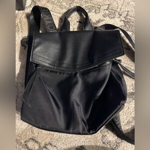 Black Leather and Fabric mini Backpack